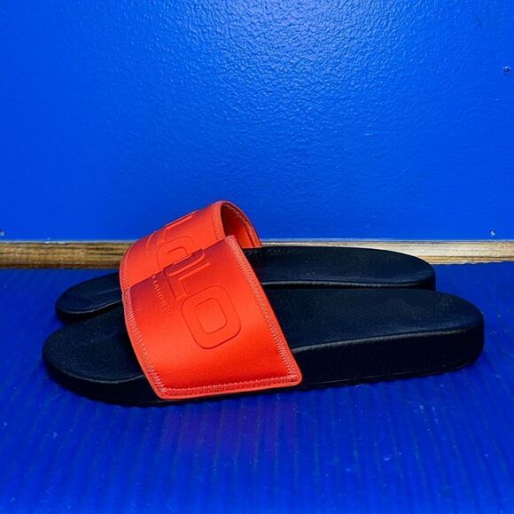 Size 11- POLO RALPH LAUREN RED BLACK NEOPRENE SLIDE SLIDES SANDALS FLIP FLOPS - Picture 3 of 7